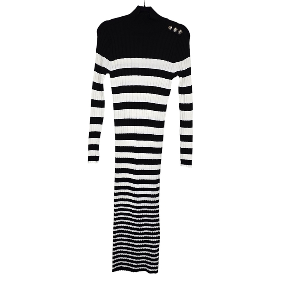 Eloquii Womens Black Ivory Mock Neck Stripe Sweater Midi Dress Size 18/20 NWT - Picture 5 of 8